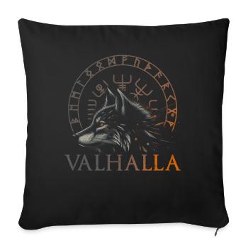 Valhalla Wolf Dieux nordiques Vikings nordiques - Coussin et housse de 45 x 45 cm - noir - Devant