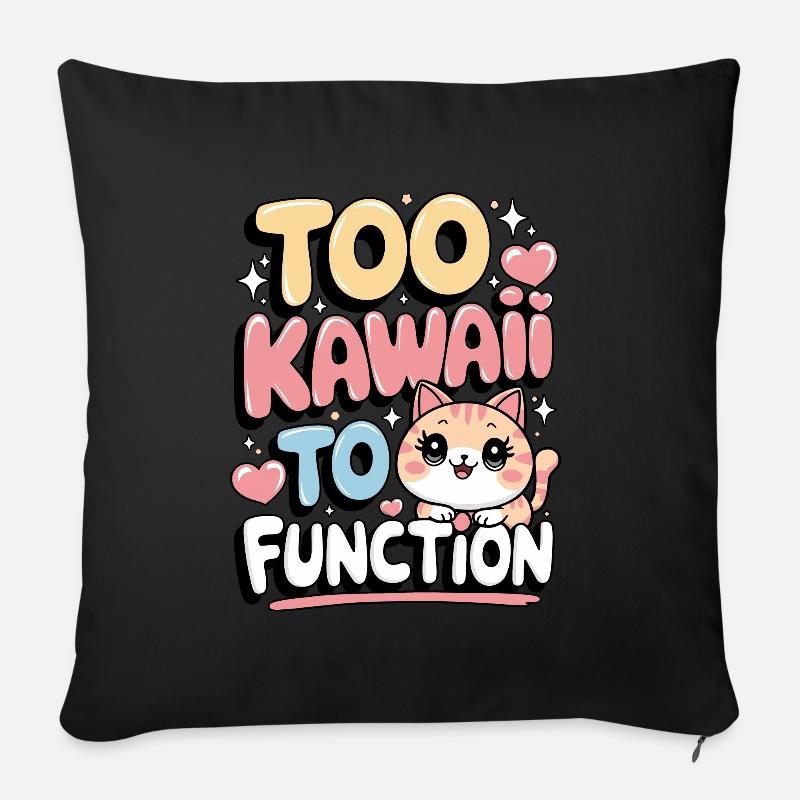 Too Kawaii to Function – Cute Cat Design - Sofa pillow with filling 45cm x 45cm - black