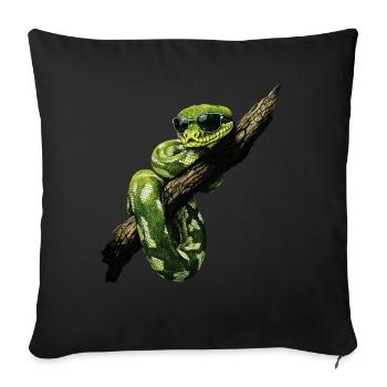 Green Tree Python Snakes Lover Terrarium - Sofa pillow with filling 45cm x 45cm - black - Front