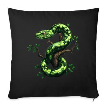 Green Tree Python Snakes Lover Terrarium - Sofa pillow with filling 45cm x 45cm - black - Front