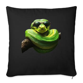 Green Tree Python Snakes Lover Terrarium - Sofa pillow with filling 45cm x 45cm - black - Front
