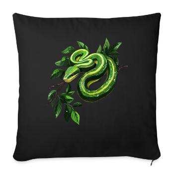 Arbre vert Python Serpents Amoureux Terrarium - Coussin et housse de 45 x 45 cm - noir - Devant