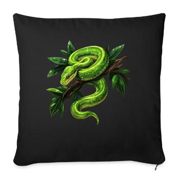 Arbre vert Python Serpents Amoureux Terrarium - Coussin et housse de 45 x 45 cm - noir - Devant