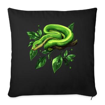 Green Tree Python Snakes Lover Terrarium - Sofa pillow with filling 45cm x 45cm - black - Front