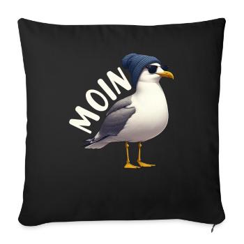 Moin Seagull Allemagne du Nord Salutations Mer Baltique Mer du Nord - Coussin et housse de 45 x 45 cm - noir - Devant