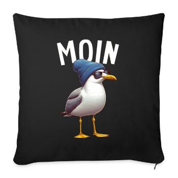 Moin Seagull Allemagne du Nord Salutations Mer Baltique Mer du Nord - Coussin et housse de 45 x 45 cm - noir - Devant