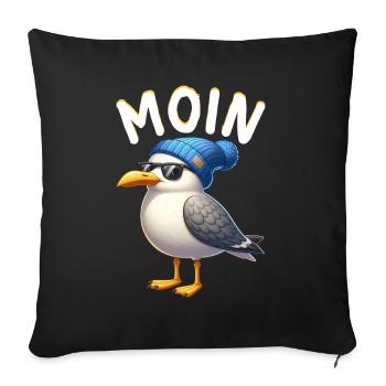 Moin Seagull Allemagne du Nord Salutations Mer Baltique Mer du Nord - Coussin et housse de 45 x 45 cm - noir - Devant