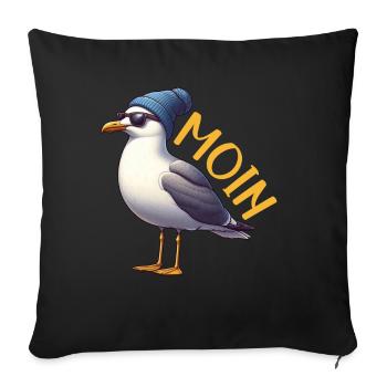 Moin Seagull Allemagne du Nord Salutations Mer Baltique Mer du Nord - Coussin et housse de 45 x 45 cm - noir - Devant