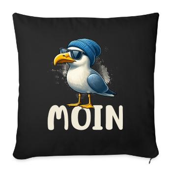 Moin Seagull Allemagne du Nord Salutations Mer Baltique Mer du Nord - Coussin et housse de 45 x 45 cm - noir - Devant