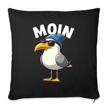 Moin Seagull Allemagne du Nord Salutations Mer Baltique Mer du Nord - Coussin et housse de 45 x 45 cm - noir - Devant