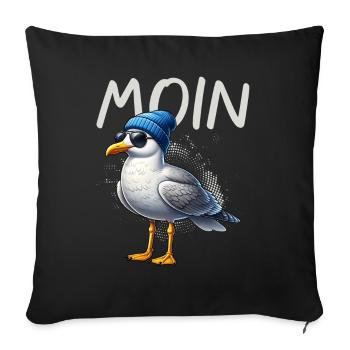 Moin Seagull Allemagne du Nord Salutations Mer Baltique Mer du Nord - Coussin et housse de 45 x 45 cm - noir - Devant