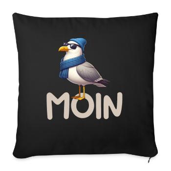 Moin Seagull Allemagne du Nord Salutations Mer Baltique Mer du Nord - Coussin et housse de 45 x 45 cm - noir - Devant