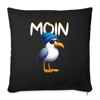 Moin Seagull Allemagne du Nord Salutations Mer Baltique Mer du Nord - Coussin et housse de 45 x 45 cm - noir - Devant