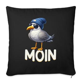 Moin Seagull Allemagne du Nord Salutations Mer Baltique Mer du Nord - Coussin et housse de 45 x 45 cm - noir - Devant