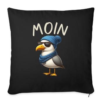 Moin Seagull Allemagne du Nord Salutations Mer Baltique Mer du Nord - Coussin et housse de 45 x 45 cm - noir - Devant