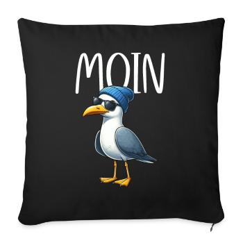 Moin Seagull Allemagne du Nord Salutations Mer Baltique Mer du Nord - Coussin et housse de 45 x 45 cm - noir - Devant