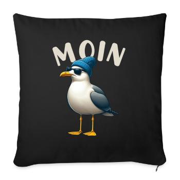 Moin Seagull Allemagne du Nord Salutations Mer Baltique Mer du Nord - Coussin et housse de 45 x 45 cm - noir - Devant