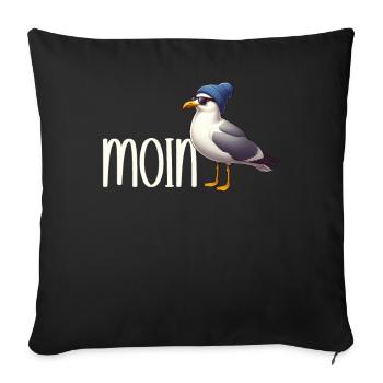 Moin Seagull Allemagne du Nord Salutations Mer Baltique Mer du Nord - Coussin et housse de 45 x 45 cm - noir - Devant