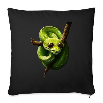 Green Tree Python Snakes Lover Terrarium - Sofa pillow with filling 45cm x 45cm - black - Front