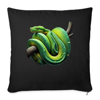Green Tree Python Snakes Lover Terrarium - Sofa pillow with filling 45cm x 45cm - black - Front