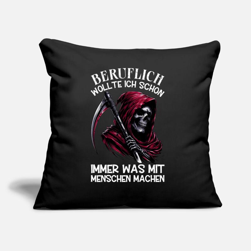 Sarkastischer Sensenmann Schwarzer Humor Dunkler Sofakissen mit Füllung 45 x 45 cm