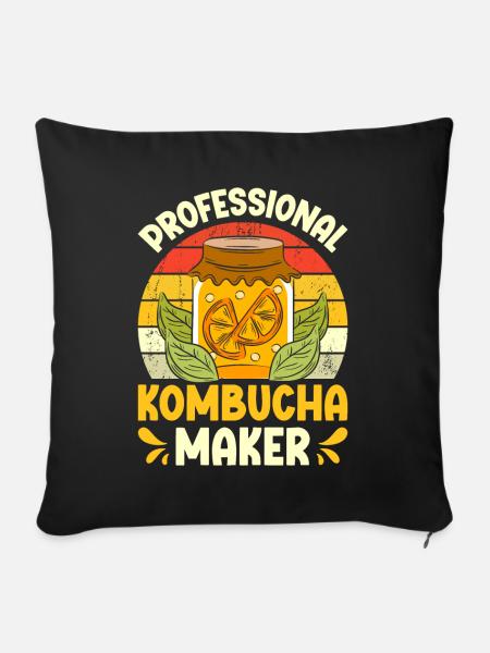 Kombucha Scoby fermented drinks - Sofakissen mit Füllung 45 x 45 cm - Schwarz
