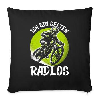 Mountain bikers, MTB lovers, cycling - Sofa pillow with filling 45cm x 45cm - black - Front