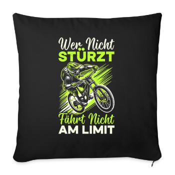 Mountain bikers, MTB lovers, cycling - Sofa pillow with filling 45cm x 45cm - black - Front