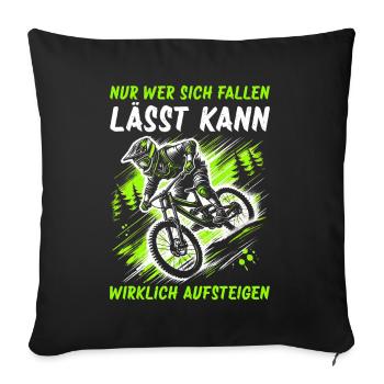 Mountain bikers, MTB lovers, cycling - Sofa pillow with filling 45cm x 45cm - black - Front