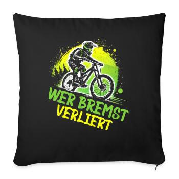 Mountain bikers, MTB lovers, cycling - Sofa pillow with filling 45cm x 45cm - black - Front