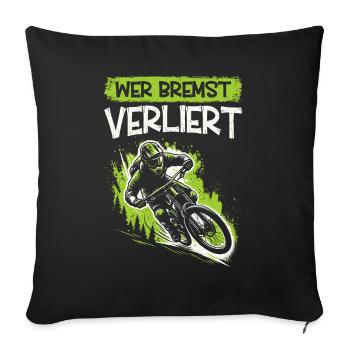 Mountain bikers, MTB lovers, cycling - Sofa pillow with filling 45cm x 45cm - black - Front