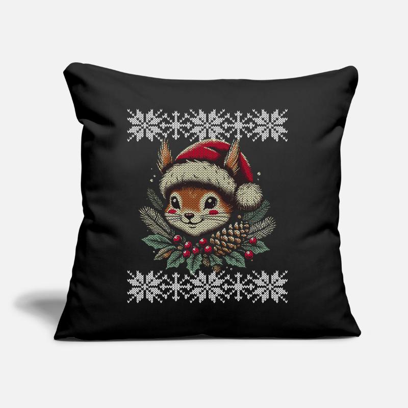 Christmas Squirrel Knitting Pattern Sofa pillow with filling 45cm x 45cm