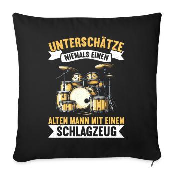 Batteur Batteur Percussion Musiciens - Coussin et housse de 45 x 45 cm - noir - Devant