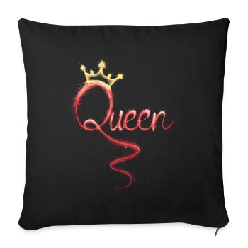 queen with crown - Sofa pillow with filling 45cm x 45cm - black - Front