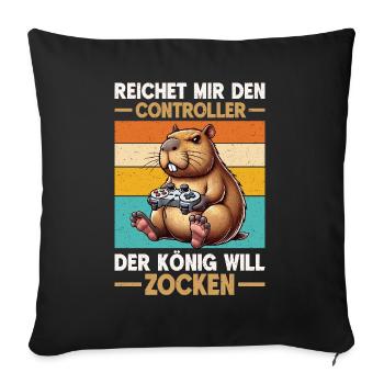 Hands me the controller the king wants to gamble - Sofa pillow with filling 45cm x 45cm - black - Front