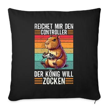 Hands me the controller the king wants to gamble - Sofa pillow with filling 45cm x 45cm - black - Front