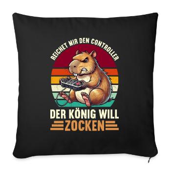 Hands me the controller the king wants to gamble - Sofa pillow with filling 45cm x 45cm - black - Front
