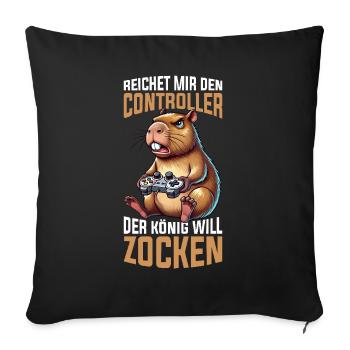 Hands me the controller the king wants to gamble - Sofa pillow with filling 45cm x 45cm - black - Front