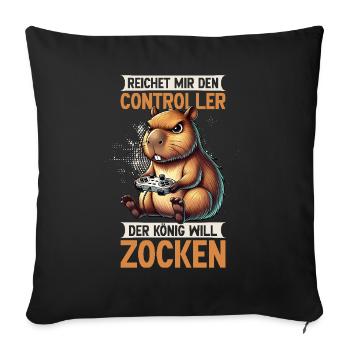 Hands me the controller the king wants to gamble - Sofa pillow with filling 45cm x 45cm - black - Front