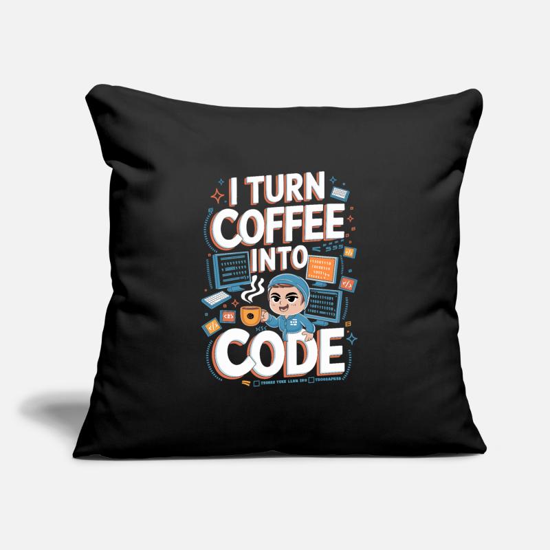 Coffee and Code – Fun Programmer Design Sofa pillow with filling 45cm x 45cm