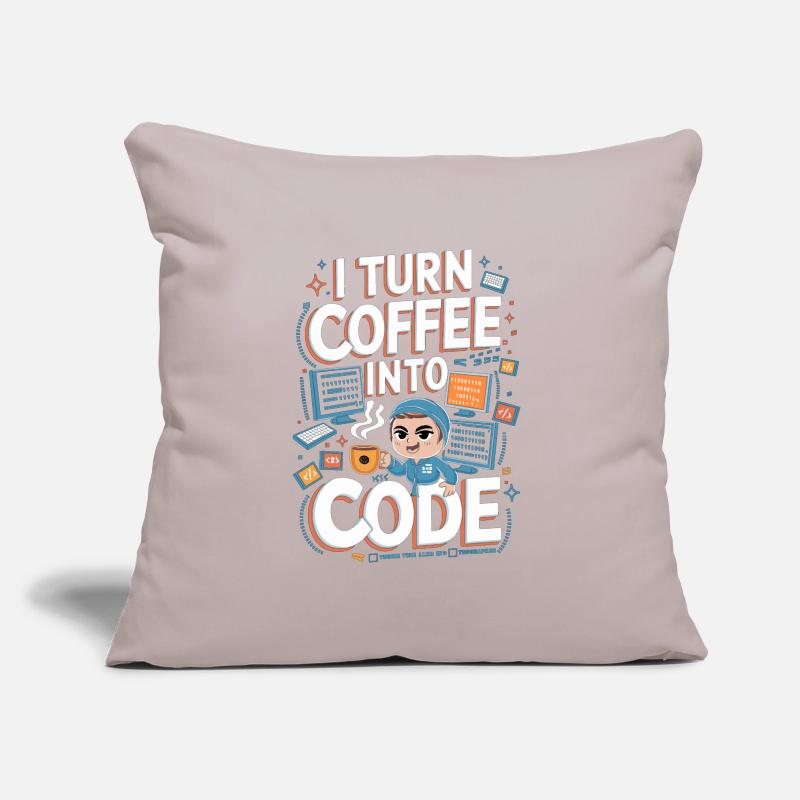 Coffee and Code – Fun Programmer Design Sofa pillow with filling 45cm x 45cm