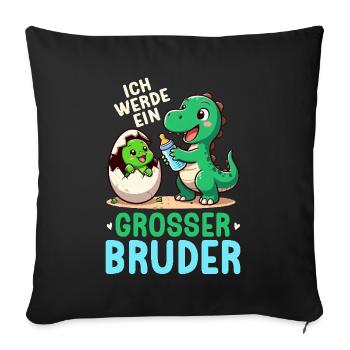 Je vais être grand frère dinosaure nouveau frère - Coussin et housse de 45 x 45 cm - noir - Devant