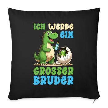 Je vais être grand frère dinosaure nouveau frère - Coussin et housse de 45 x 45 cm - noir - Devant