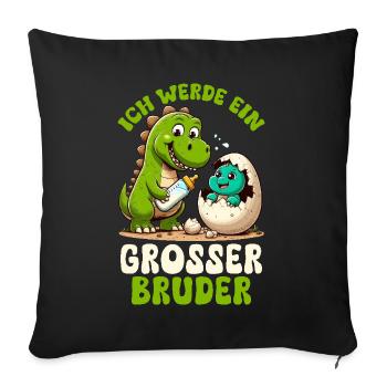 Je vais être grand frère dinosaure nouveau frère - Coussin et housse de 45 x 45 cm - noir - Devant