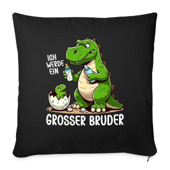 Je vais être grand frère dinosaure nouveau frère - Coussin et housse de 45 x 45 cm - noir - Devant