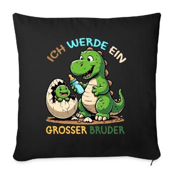Je vais être grand frère dinosaure nouveau frère - Coussin et housse de 45 x 45 cm - noir - Devant