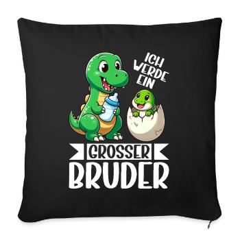 Je vais être grand frère dinosaure nouveau frère - Coussin et housse de 45 x 45 cm - noir - Devant