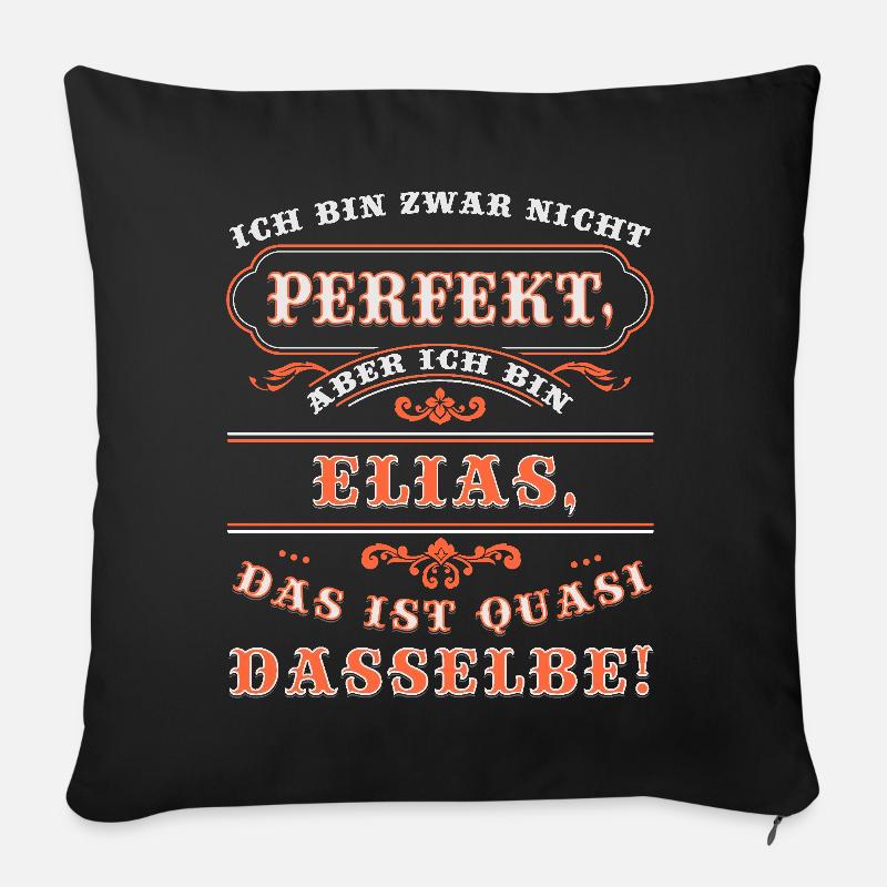 ELIAS drôle pour la Journée du Nom avec Nom Nom - Coussin et housse de 45 x 45 cm - noir