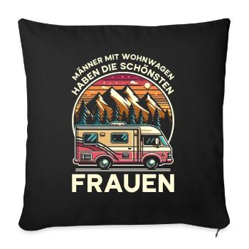 Camper Caravan Campfire Camping holiday - Sofa pillow with filling 45cm x 45cm - black - Front