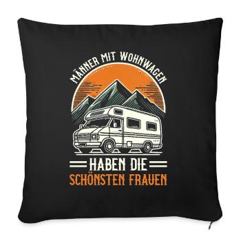 Camper Caravan Campfire Camping holiday - Sofa pillow with filling 45cm x 45cm - black - Front